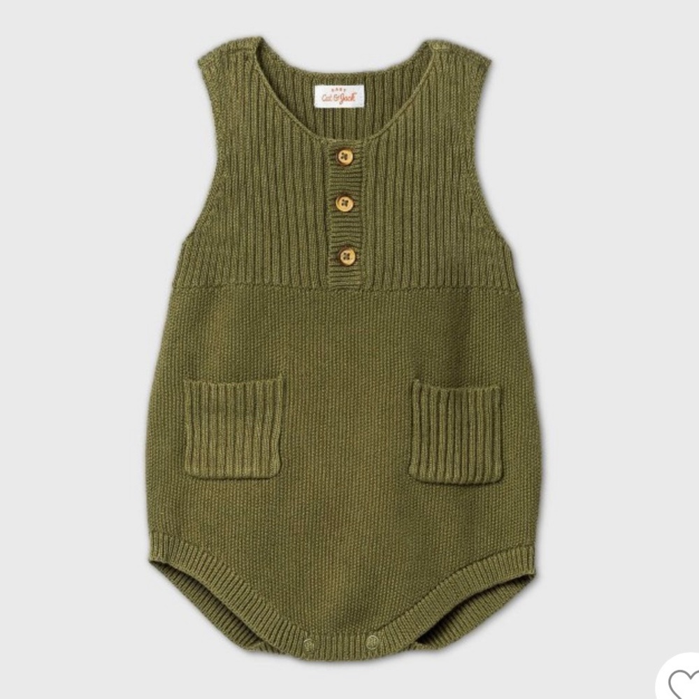 Sleeveless Henley Sweater Romper